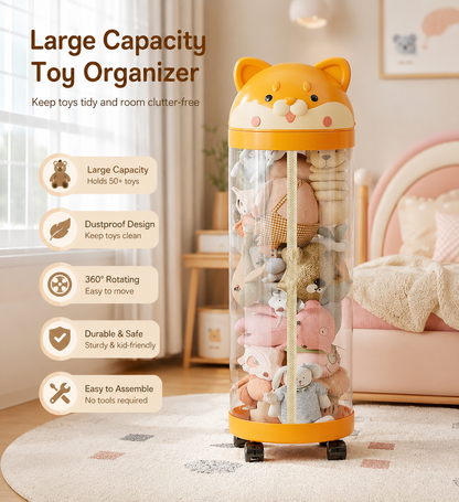 Cylindrical Doll Storage Box Toys Organization Plush Toy Storage Tube Transparent Plastic Stuffed Storage Barrel Toy Organizer