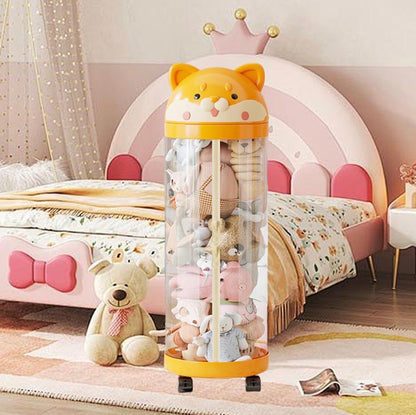 Cylindrical Doll Storage Box Toys Organization Plush Toy Storage Tube Transparent Plastic Stuffed Storage Barrel Toy Organizer