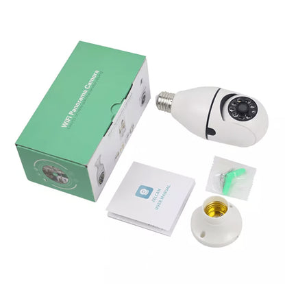 Light Bulb Camera Wi-Fi Smart Wireless Security, IR Night Vision with Motion Alerts, Two-Way Audio for Home Monitoring